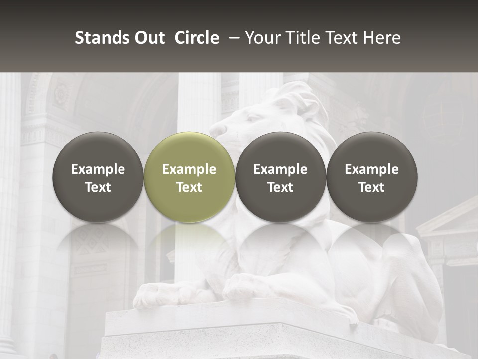 A Statue Of A Lion In Front Of A Building PowerPoint Template