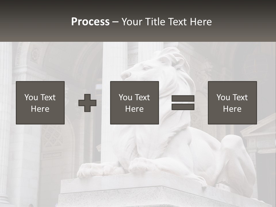 A Statue Of A Lion In Front Of A Building PowerPoint Template