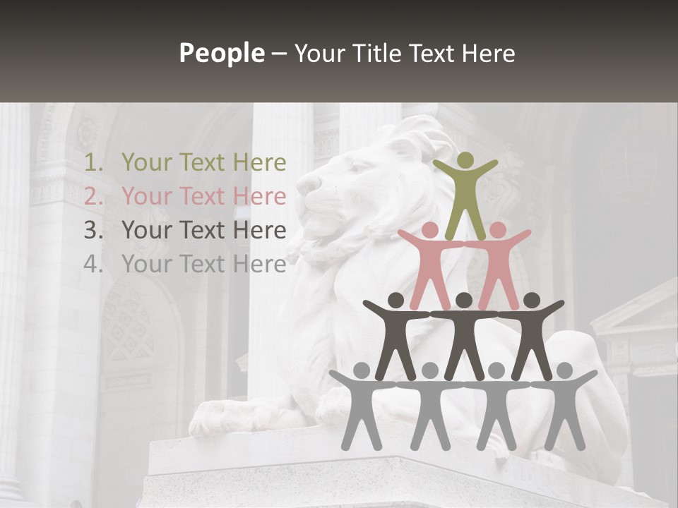 A Statue Of A Lion In Front Of A Building PowerPoint Template