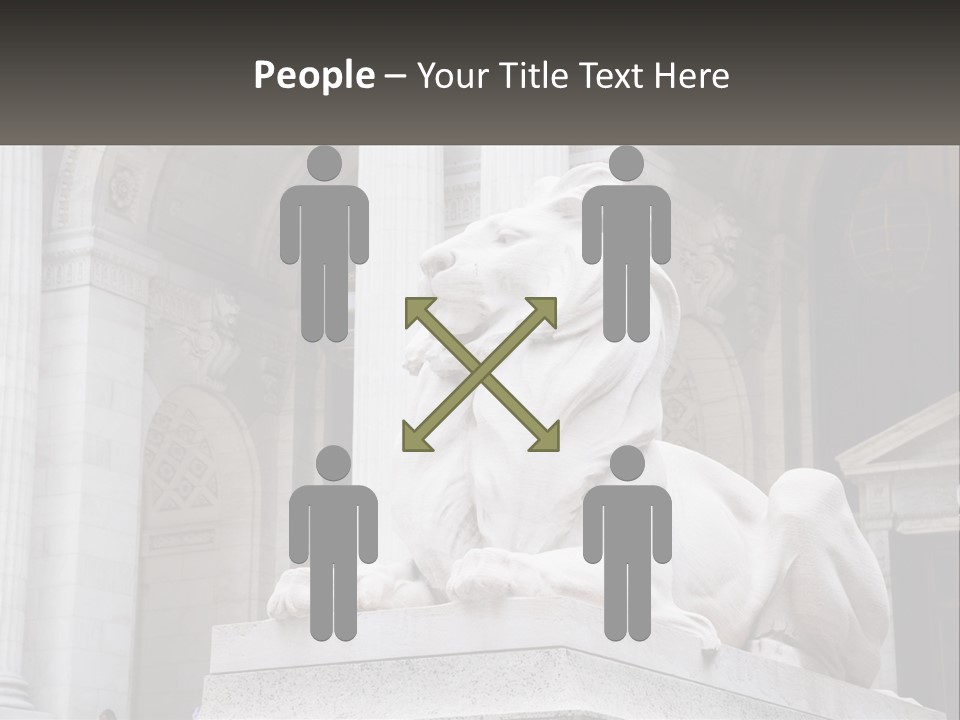 A Statue Of A Lion In Front Of A Building PowerPoint Template