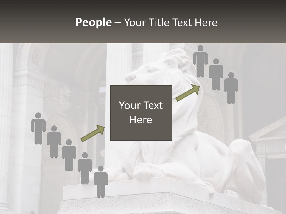 A Statue Of A Lion In Front Of A Building PowerPoint Template