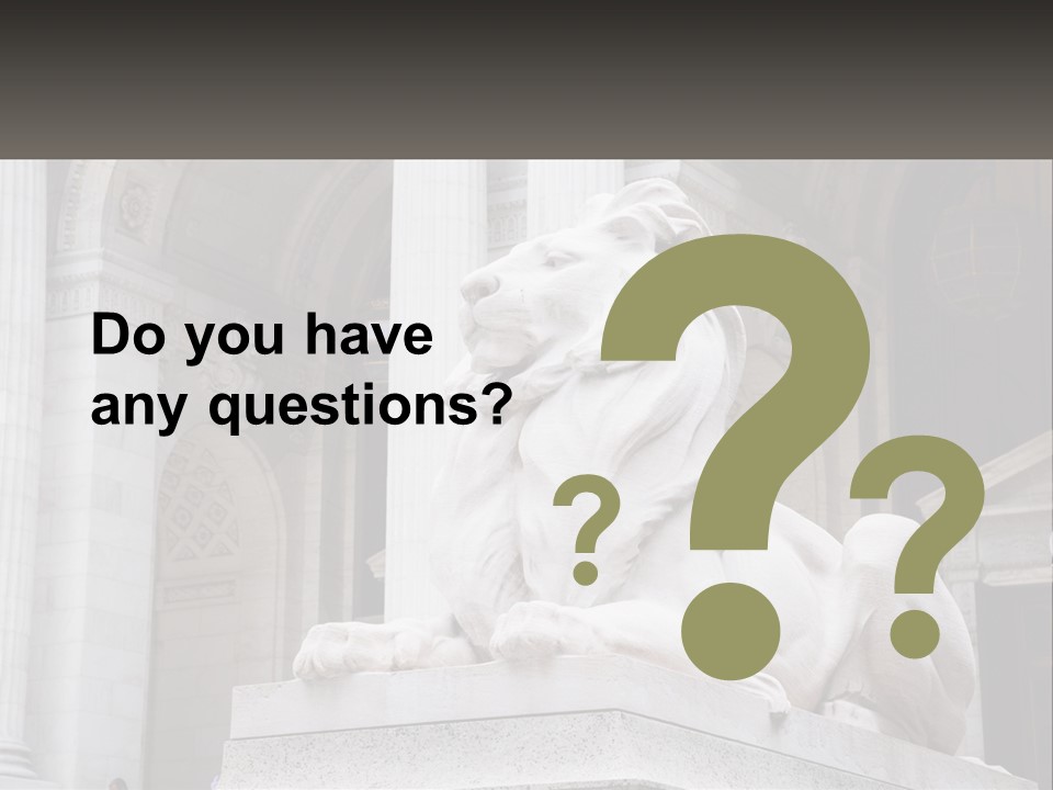 A Statue Of A Lion In Front Of A Building PowerPoint Template