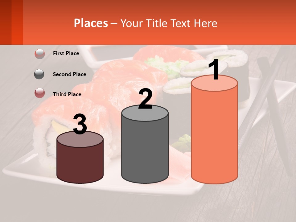 A Plate Of Sushi And Chopsticks On A Wooden Table PowerPoint Template