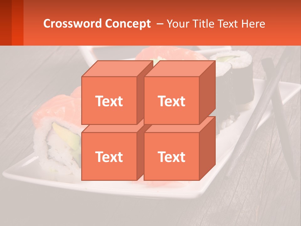 A Plate Of Sushi And Chopsticks On A Wooden Table PowerPoint Template
