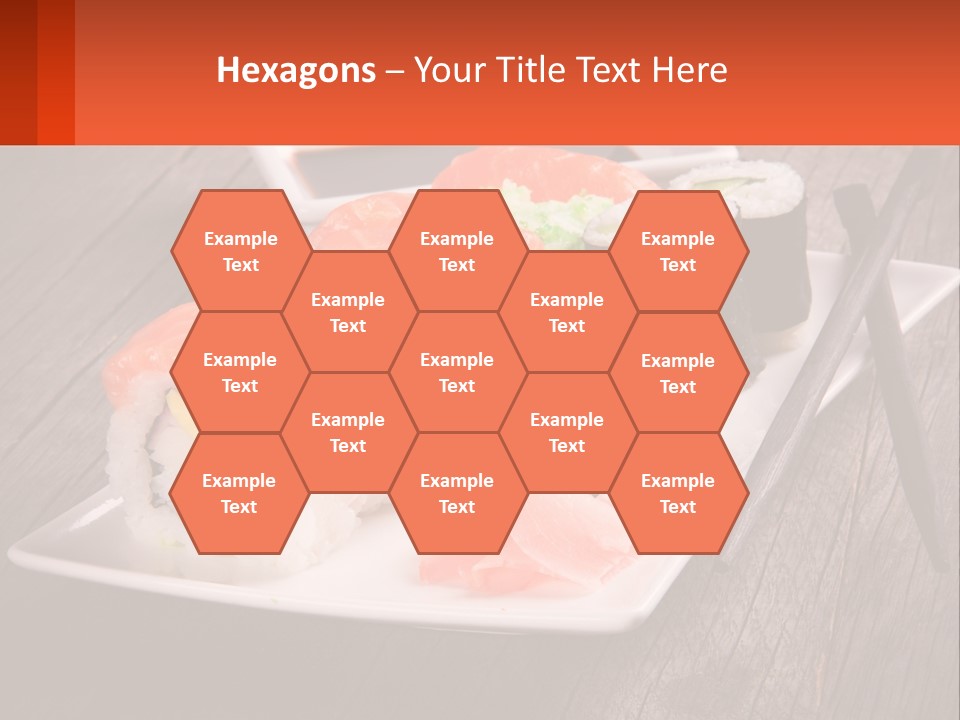 A Plate Of Sushi And Chopsticks On A Wooden Table PowerPoint Template