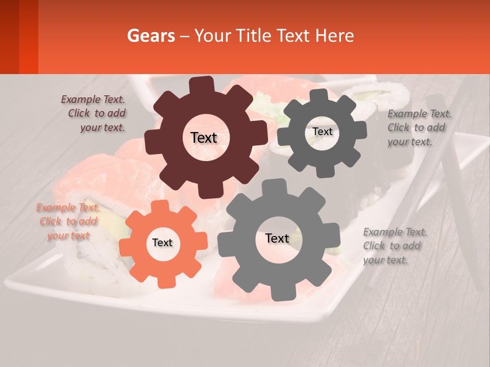 A Plate Of Sushi And Chopsticks On A Wooden Table PowerPoint Template