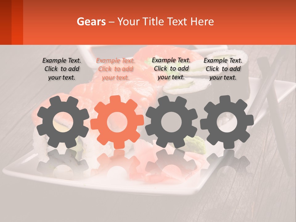 A Plate Of Sushi And Chopsticks On A Wooden Table PowerPoint Template