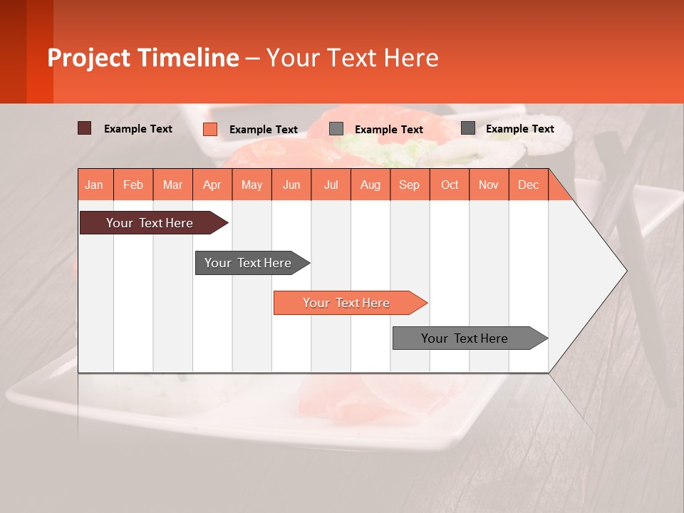 A Plate Of Sushi And Chopsticks On A Wooden Table PowerPoint Template