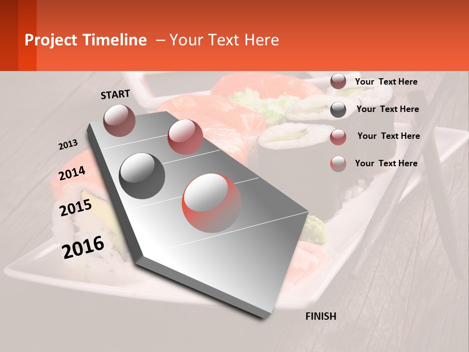 A Plate Of Sushi And Chopsticks On A Wooden Table PowerPoint Template