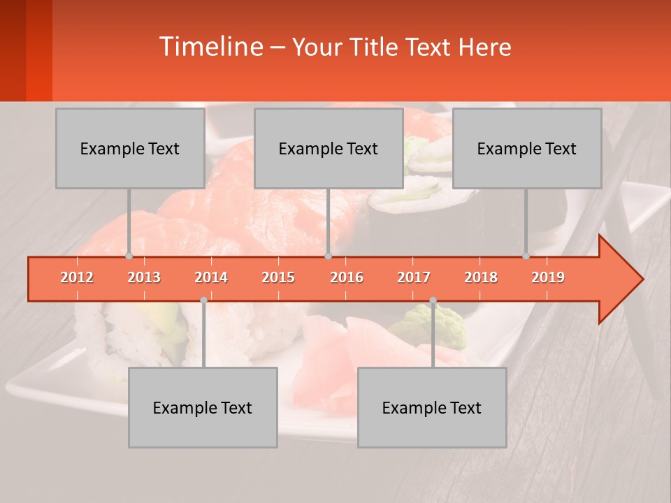 A Plate Of Sushi And Chopsticks On A Wooden Table PowerPoint Template