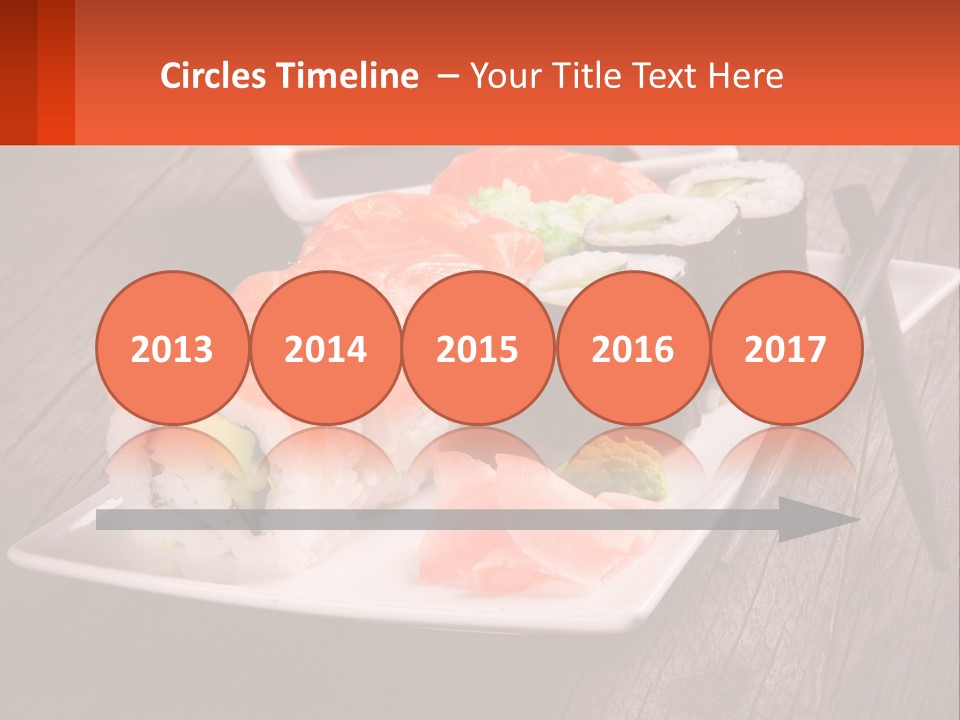 A Plate Of Sushi And Chopsticks On A Wooden Table PowerPoint Template