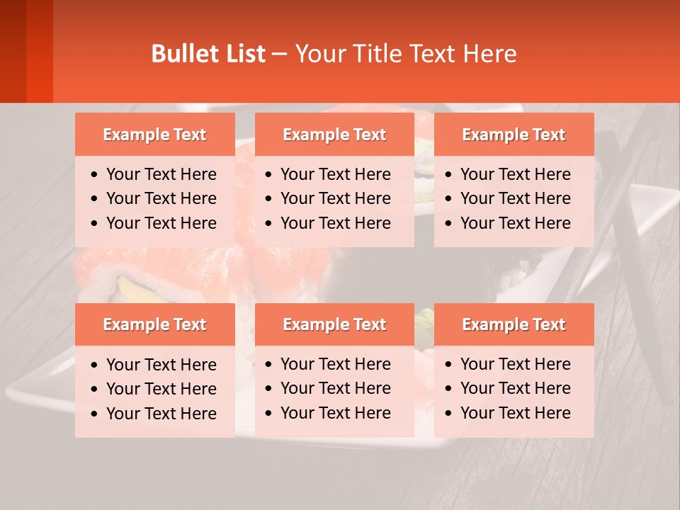 A Plate Of Sushi And Chopsticks On A Wooden Table PowerPoint Template