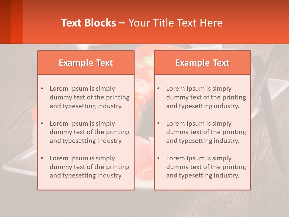 A Plate Of Sushi And Chopsticks On A Wooden Table PowerPoint Template