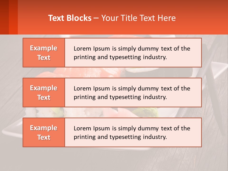 A Plate Of Sushi And Chopsticks On A Wooden Table PowerPoint Template