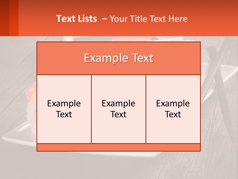A Plate Of Sushi And Chopsticks On A Wooden Table PowerPoint Template