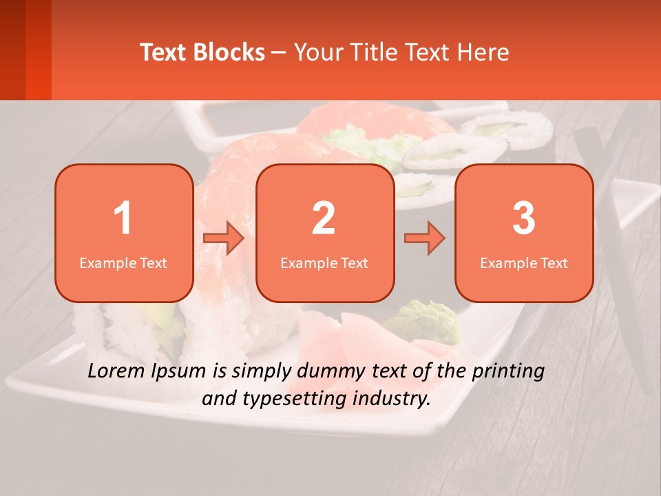 A Plate Of Sushi And Chopsticks On A Wooden Table PowerPoint Template