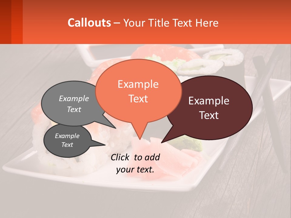A Plate Of Sushi And Chopsticks On A Wooden Table PowerPoint Template