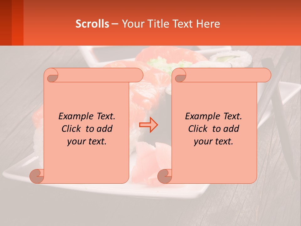 A Plate Of Sushi And Chopsticks On A Wooden Table PowerPoint Template
