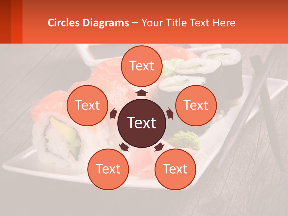 A Plate Of Sushi And Chopsticks On A Wooden Table PowerPoint Template