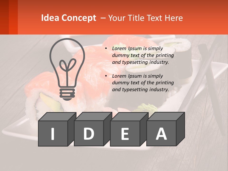 A Plate Of Sushi And Chopsticks On A Wooden Table PowerPoint Template