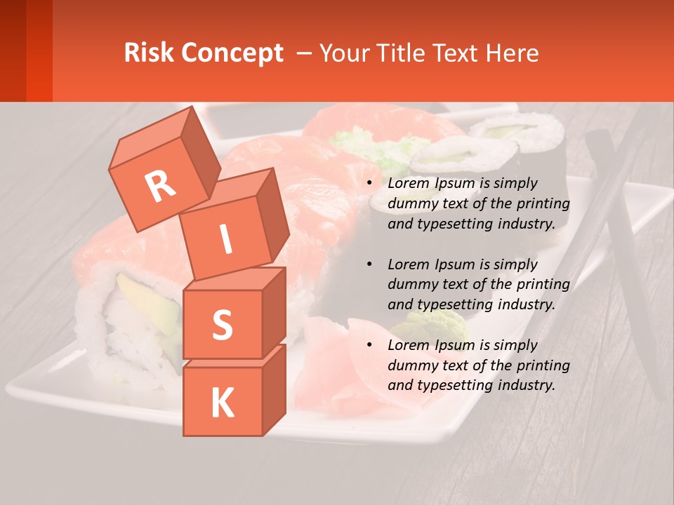A Plate Of Sushi And Chopsticks On A Wooden Table PowerPoint Template