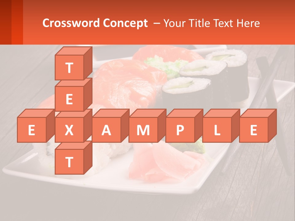 A Plate Of Sushi And Chopsticks On A Wooden Table PowerPoint Template