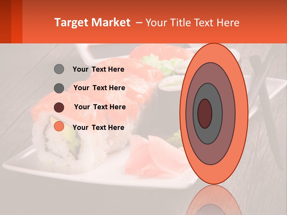 A Plate Of Sushi And Chopsticks On A Wooden Table PowerPoint Template
