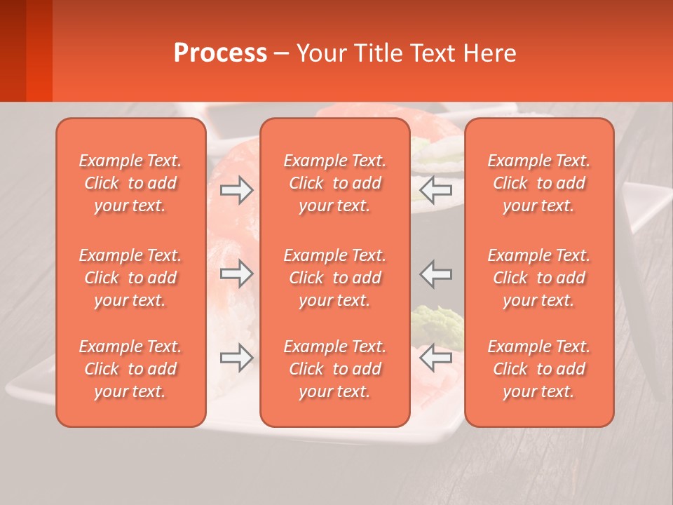 A Plate Of Sushi And Chopsticks On A Wooden Table PowerPoint Template