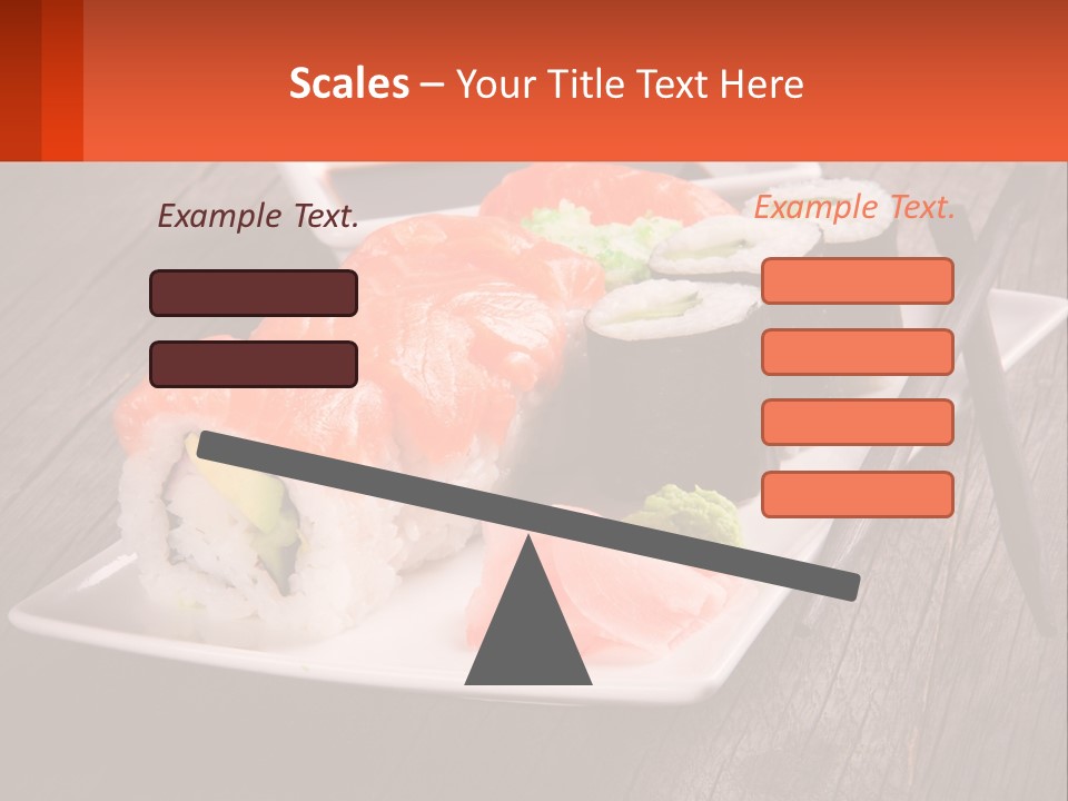 A Plate Of Sushi And Chopsticks On A Wooden Table PowerPoint Template