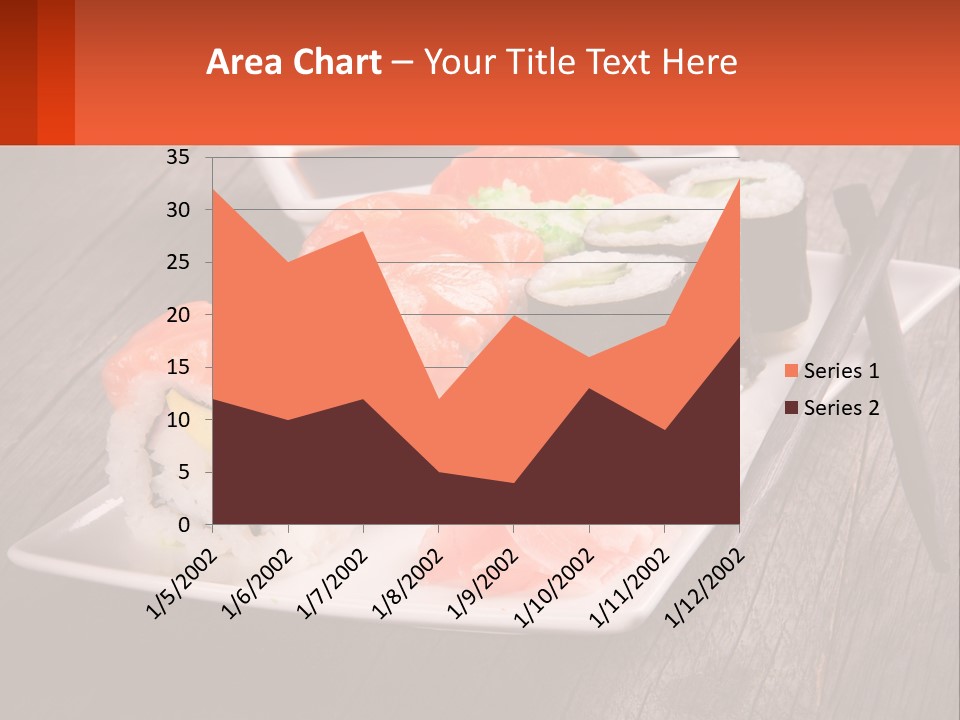 A Plate Of Sushi And Chopsticks On A Wooden Table PowerPoint Template
