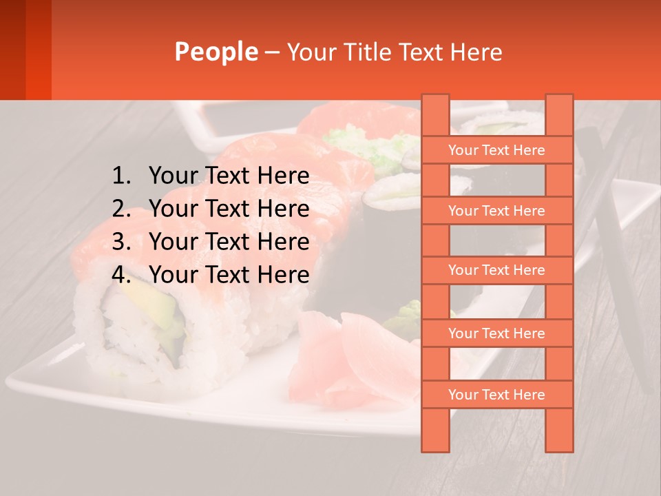 A Plate Of Sushi And Chopsticks On A Wooden Table PowerPoint Template