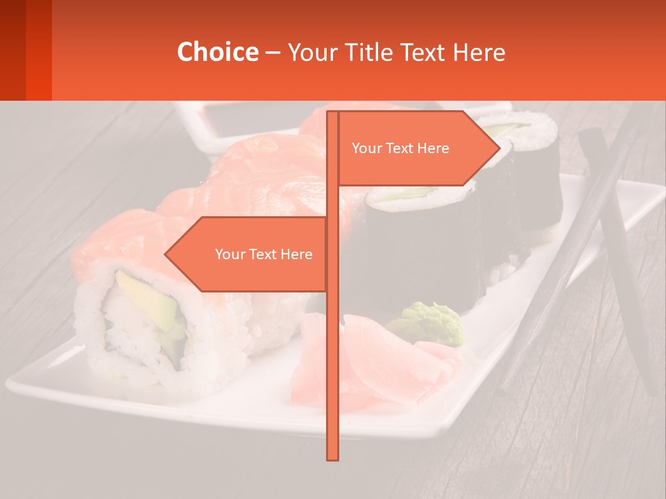 A Plate Of Sushi And Chopsticks On A Wooden Table PowerPoint Template