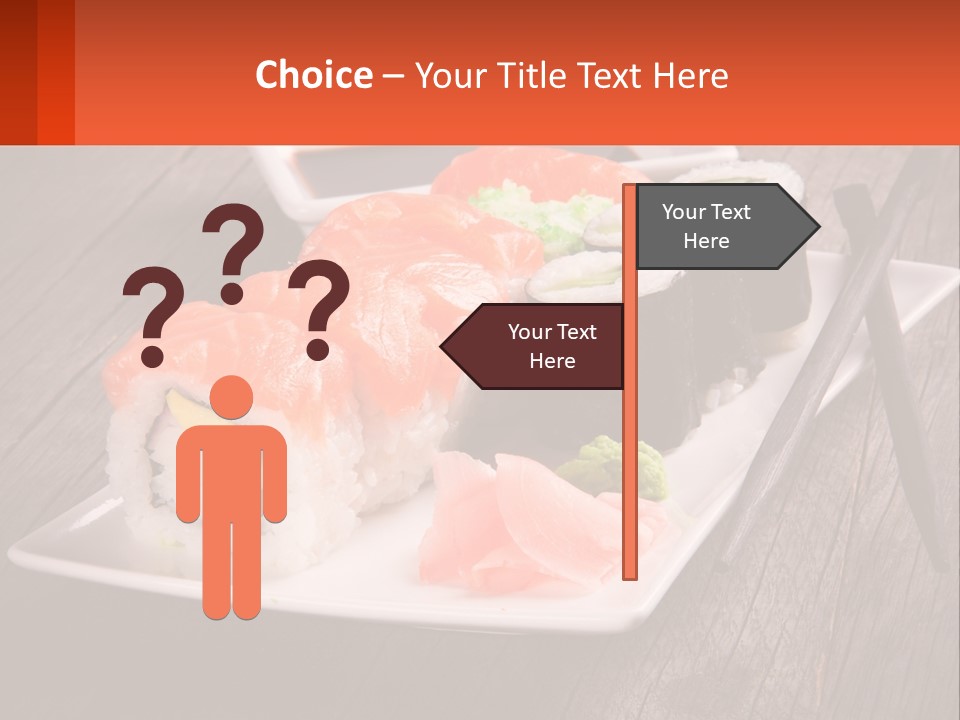 A Plate Of Sushi And Chopsticks On A Wooden Table PowerPoint Template