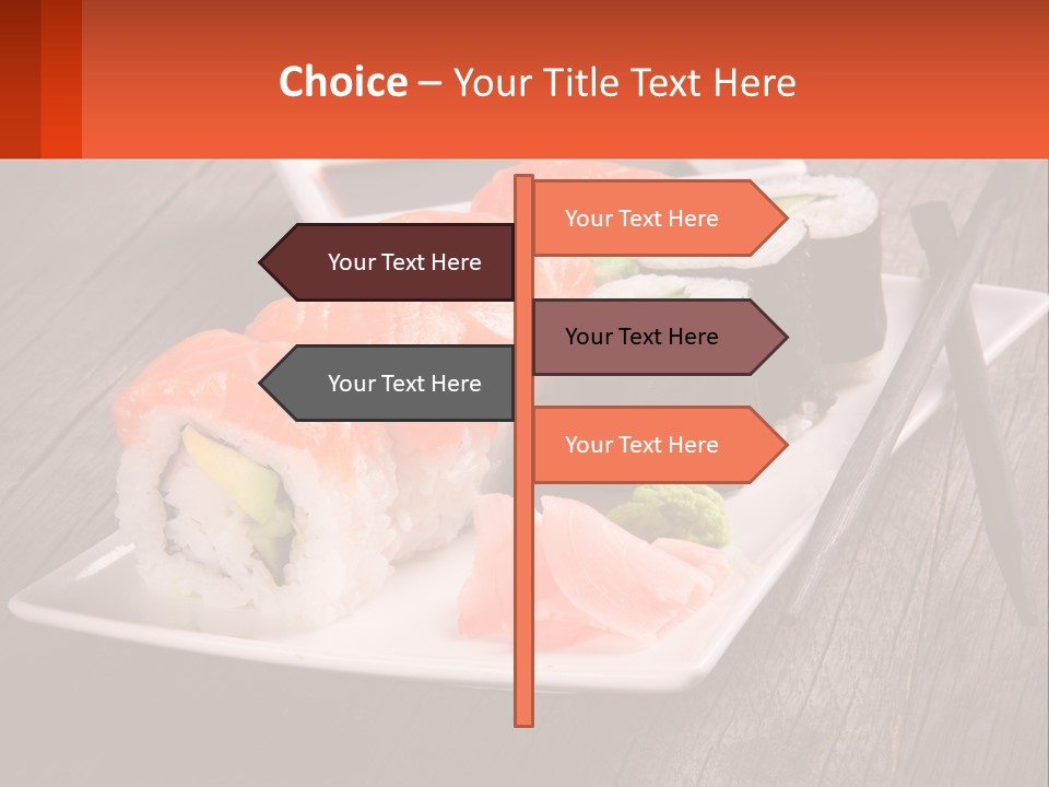 A Plate Of Sushi And Chopsticks On A Wooden Table PowerPoint Template