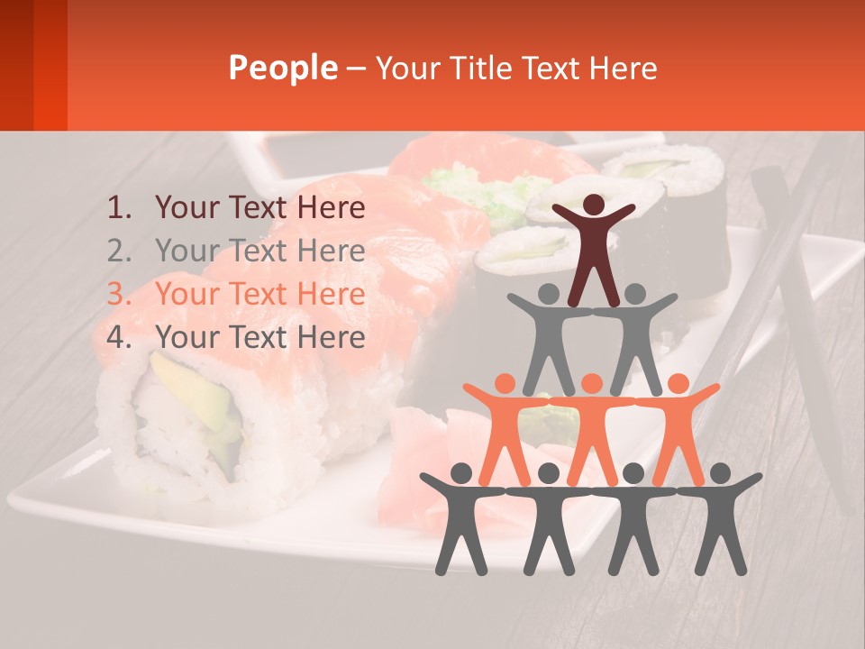 A Plate Of Sushi And Chopsticks On A Wooden Table PowerPoint Template