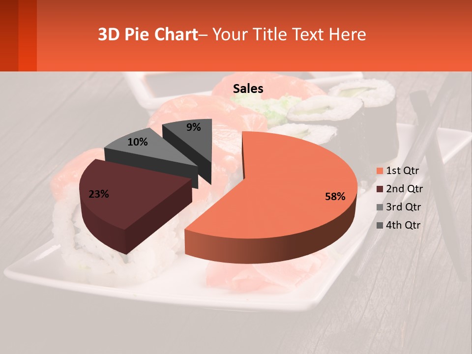 A Plate Of Sushi And Chopsticks On A Wooden Table PowerPoint Template