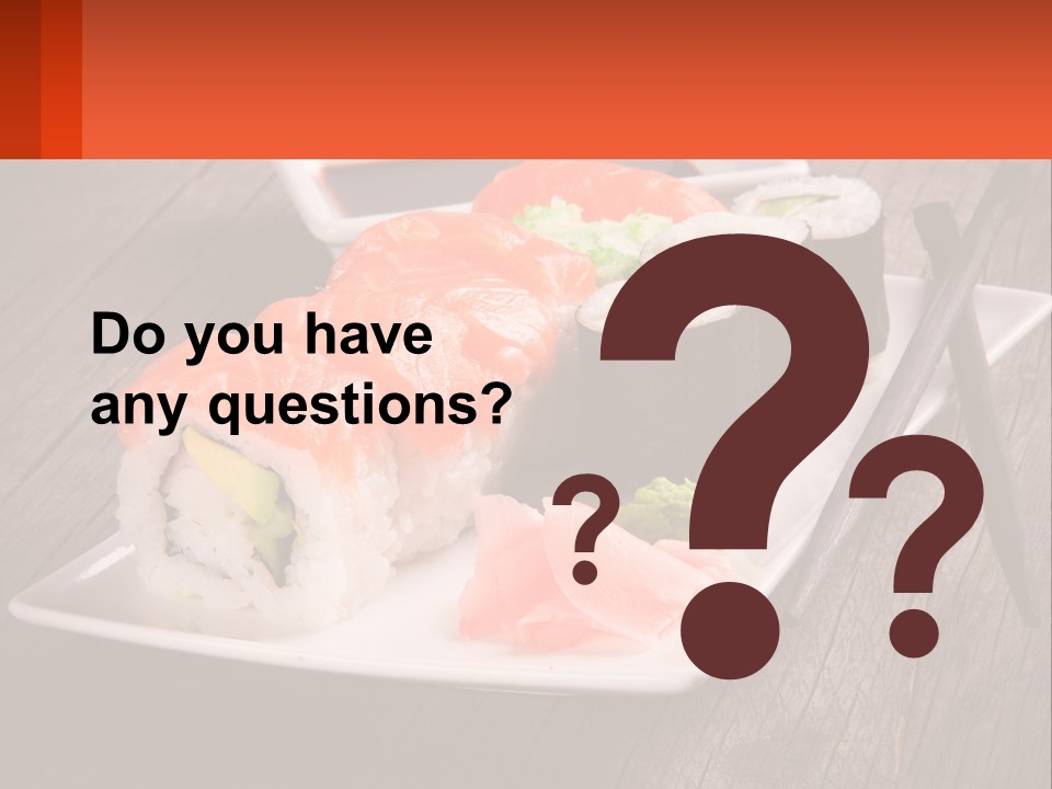 A Plate Of Sushi And Chopsticks On A Wooden Table PowerPoint Template