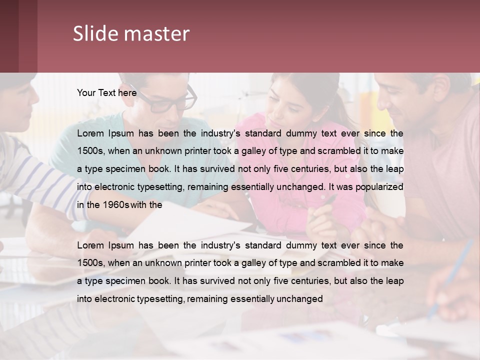 A Group Of People Sitting Around A Table Writing PowerPoint Template