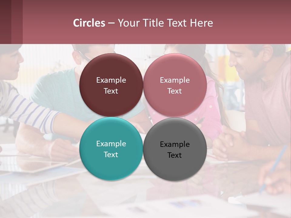 A Group Of People Sitting Around A Table Writing PowerPoint Template