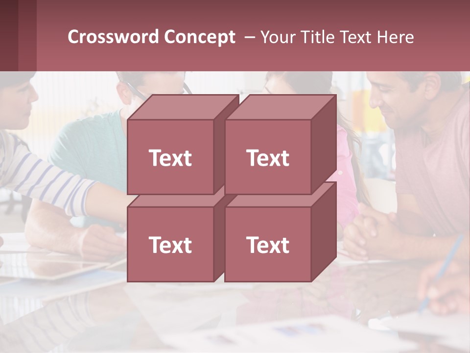 A Group Of People Sitting Around A Table Writing PowerPoint Template