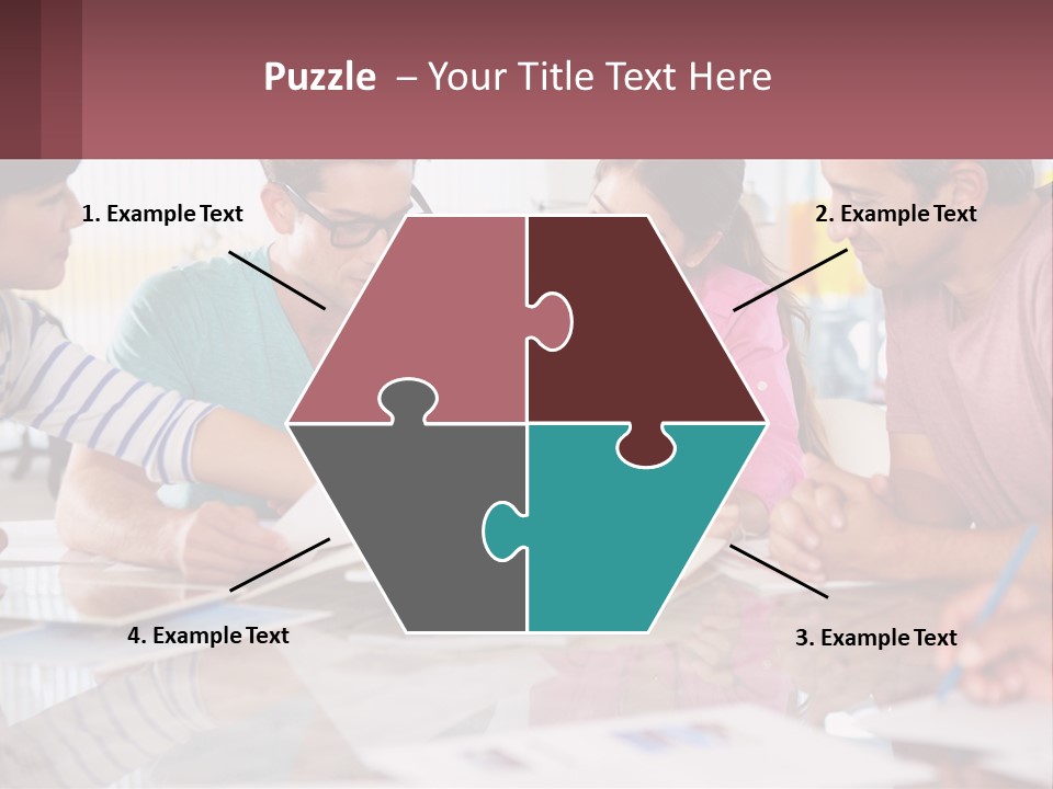 A Group Of People Sitting Around A Table Writing PowerPoint Template