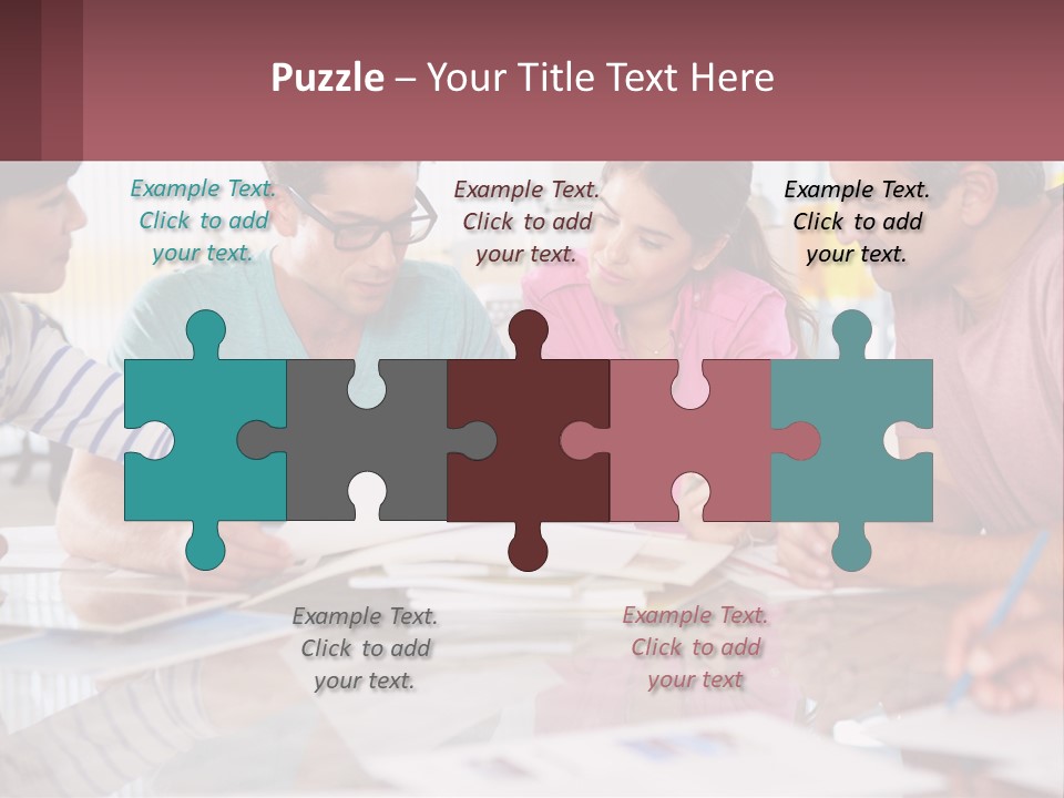 A Group Of People Sitting Around A Table Writing PowerPoint Template