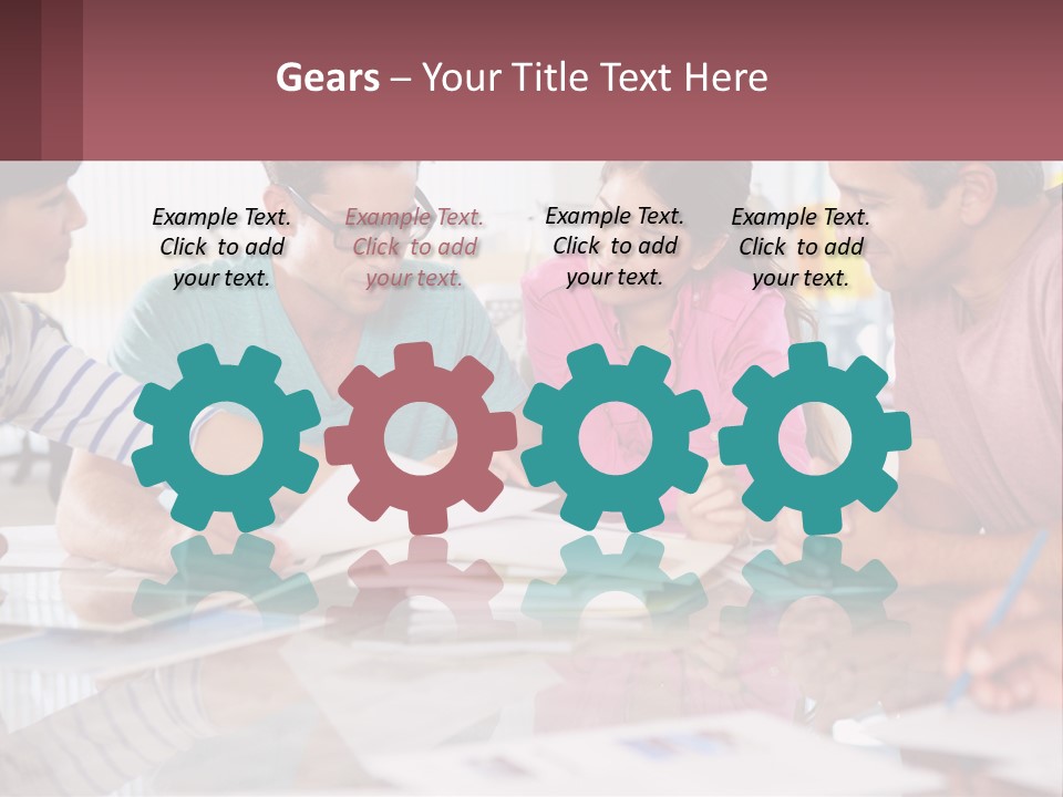 A Group Of People Sitting Around A Table Writing PowerPoint Template