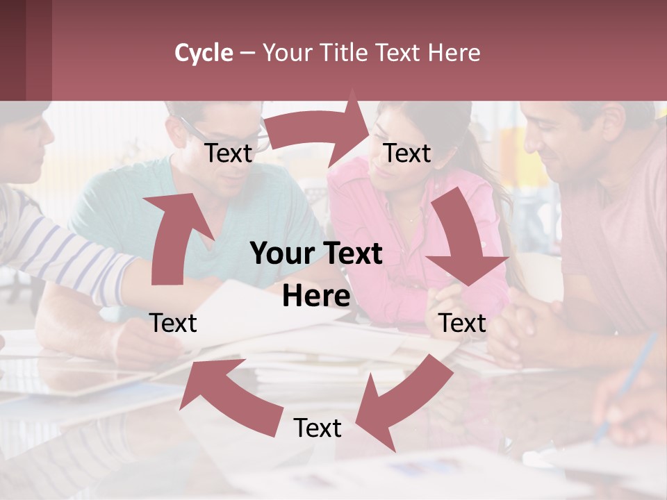 A Group Of People Sitting Around A Table Writing PowerPoint Template