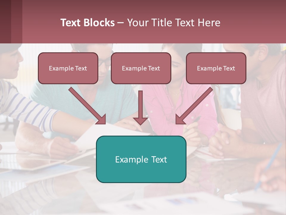 A Group Of People Sitting Around A Table Writing PowerPoint Template