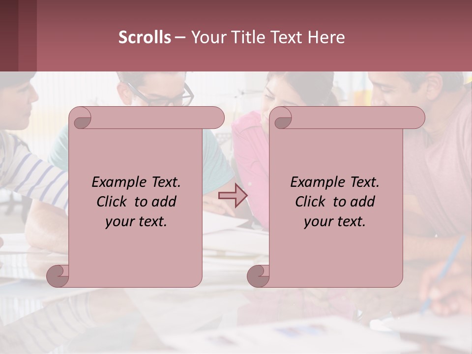 A Group Of People Sitting Around A Table Writing PowerPoint Template