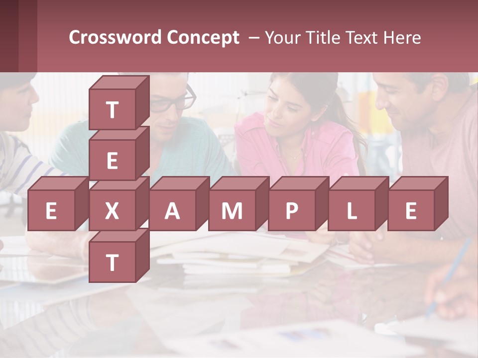 A Group Of People Sitting Around A Table Writing PowerPoint Template