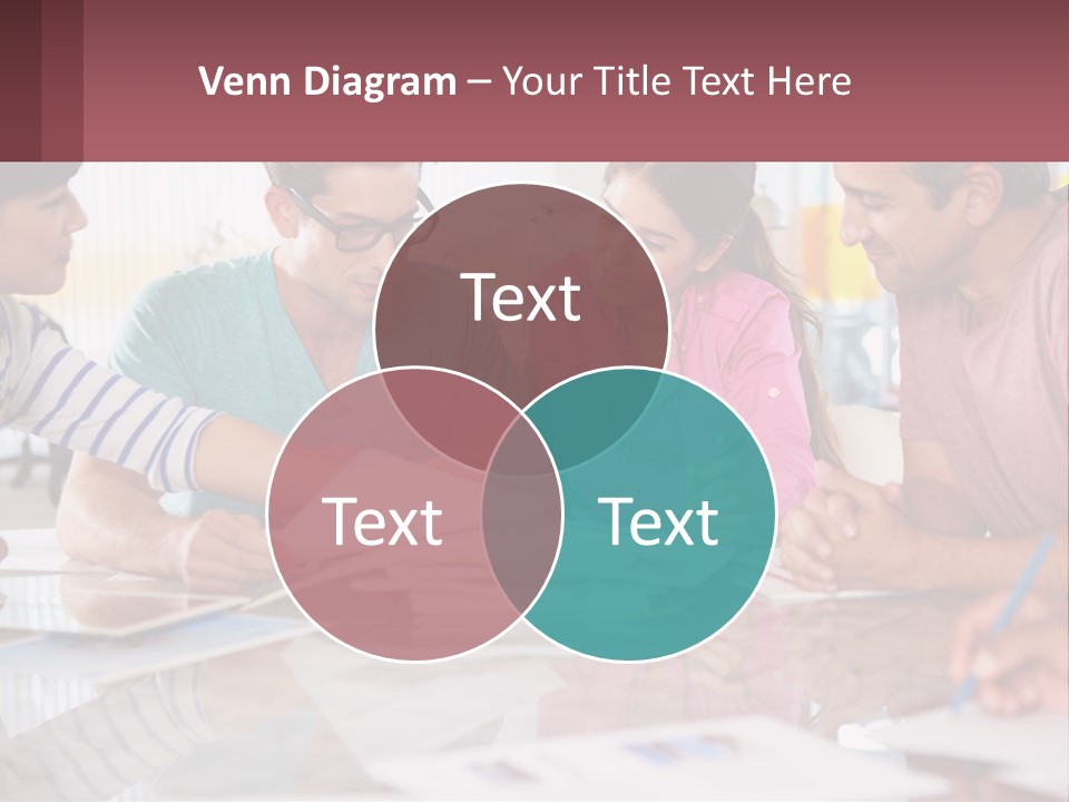 A Group Of People Sitting Around A Table Writing PowerPoint Template