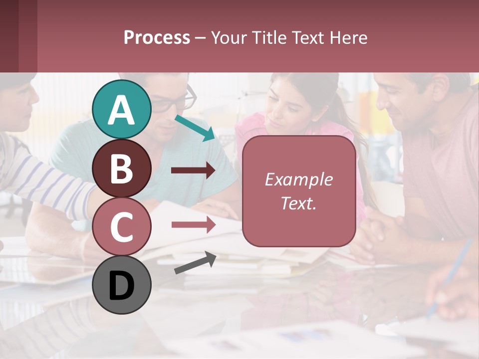 A Group Of People Sitting Around A Table Writing PowerPoint Template