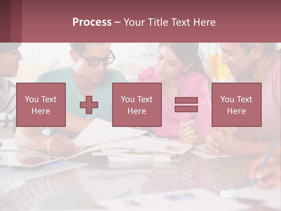 A Group Of People Sitting Around A Table Writing PowerPoint Template